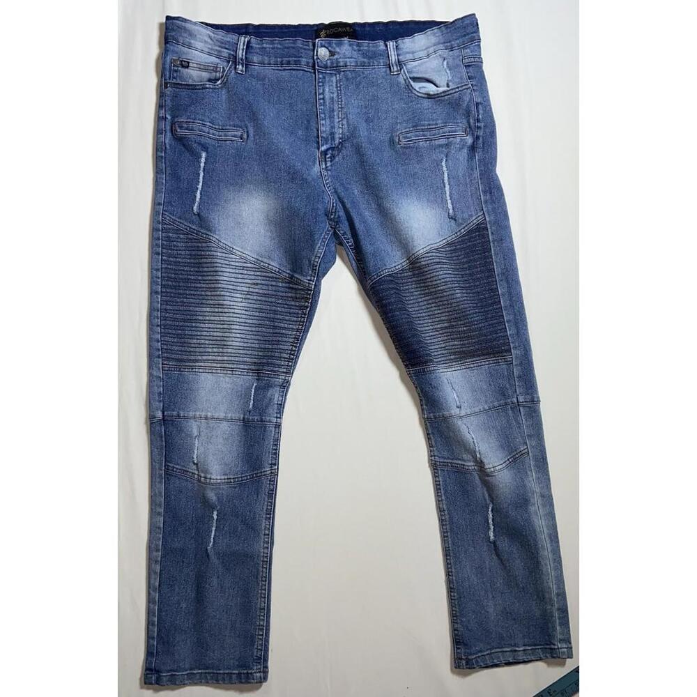 Rocawear Mens Moto Skinny Jeans 38x29 Modern Stretch Denim Urban Streetwear Acid